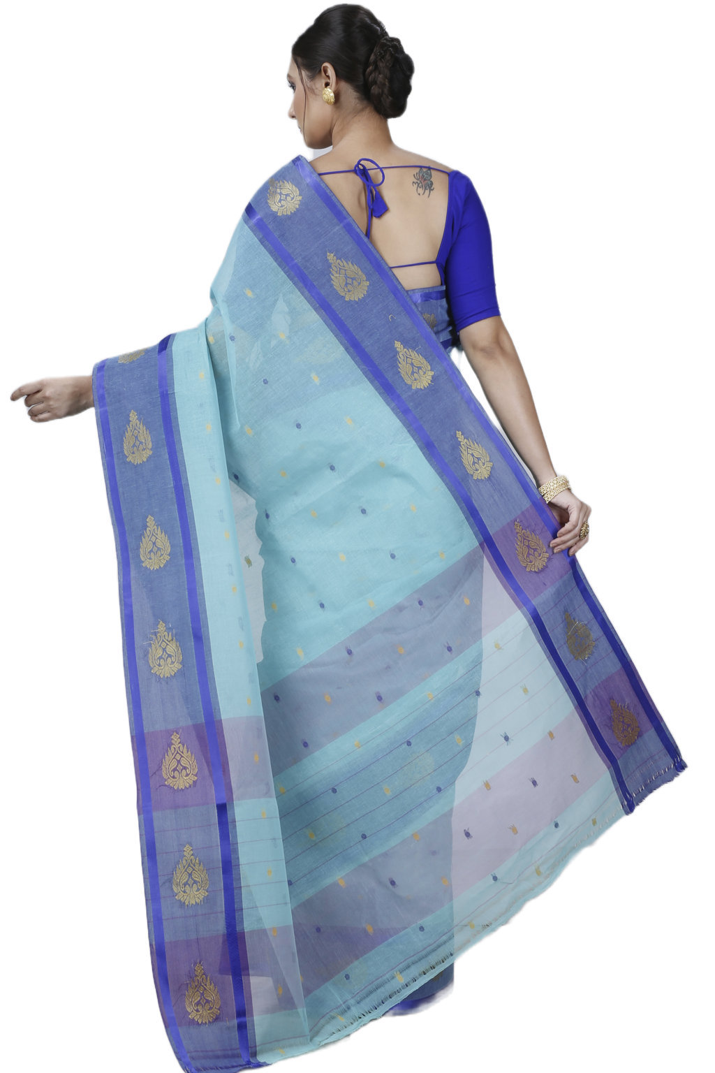 See Green Pure Cotton Upala Tant Saree (1165)